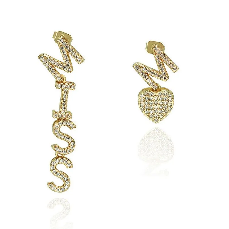 DIy Miss Letter Upphafleg eyrnalokkur