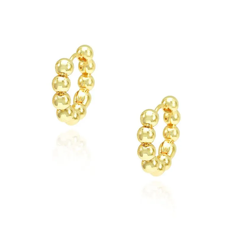 Glansandi Round Beads Hoop Eyrnalokkar