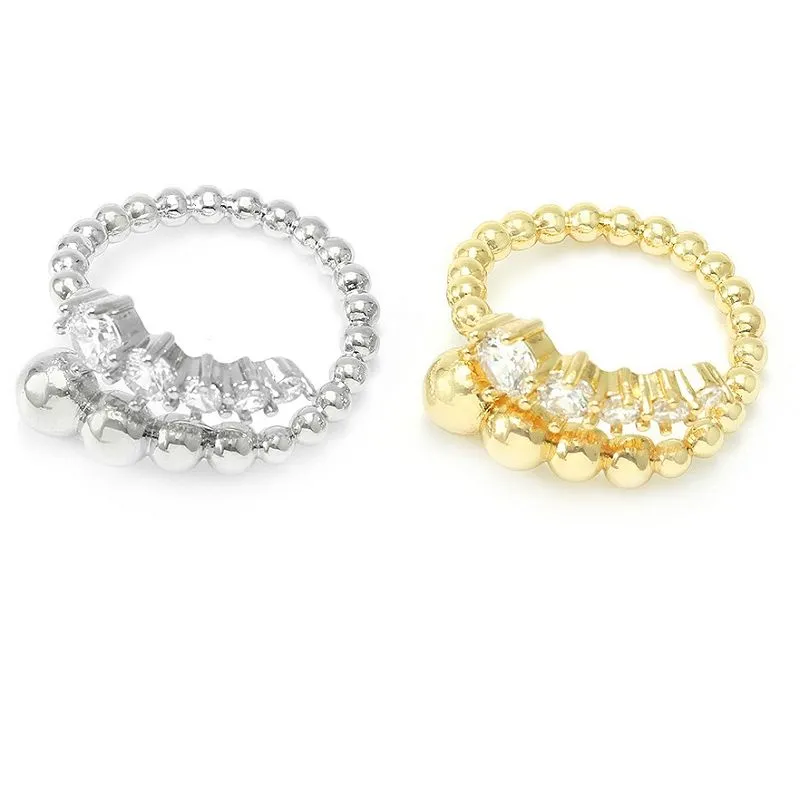 Gullhúðaður Cz stillanlegur hringur