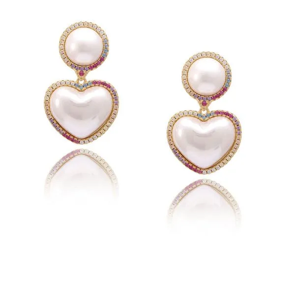 Hjartalagaður Shell Perlu Eyrnalokkar