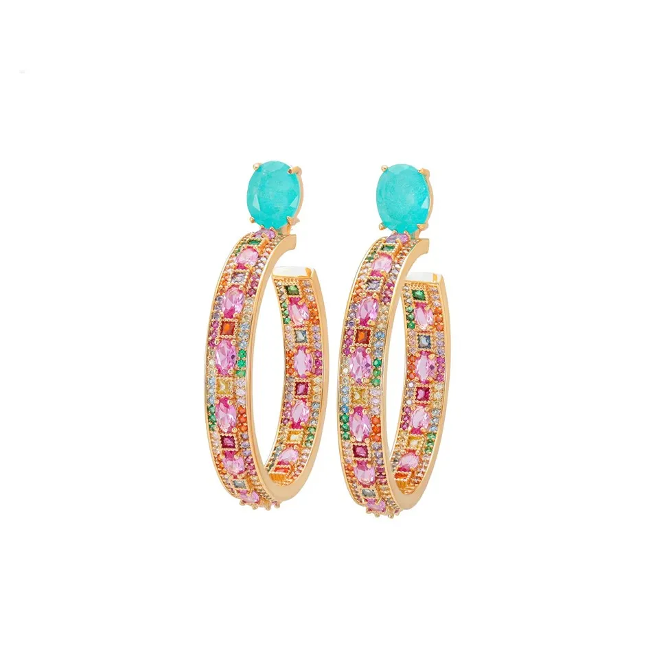 Gullhúðaðir Zircon Fusion eyrnalokkar fyrir konur