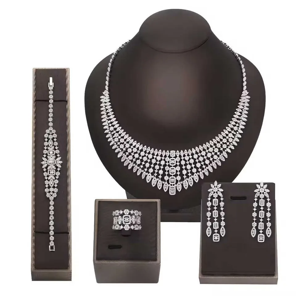 Lúxus kristal brúðkaup skartgripasett